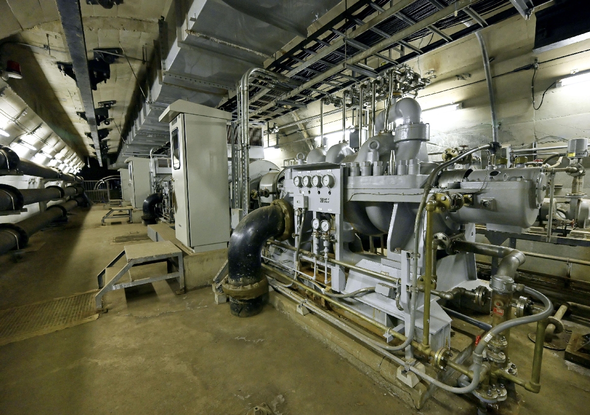 青函トンネル内で出た海水を管理するポンプ室=1月、北海道福島町