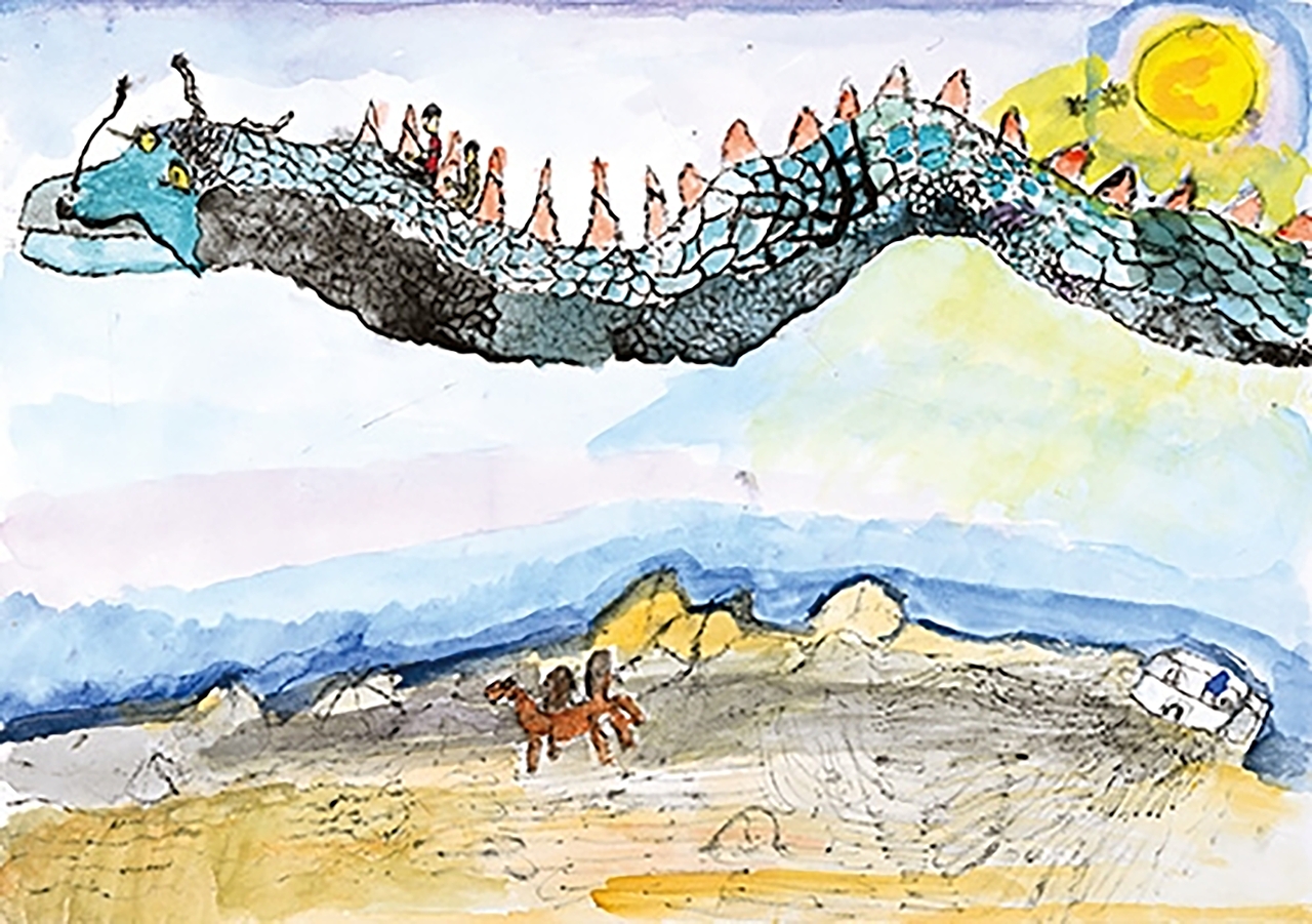 池田悠雅さんの作品「ジャミルとぼくの旅~竜に乗って~」