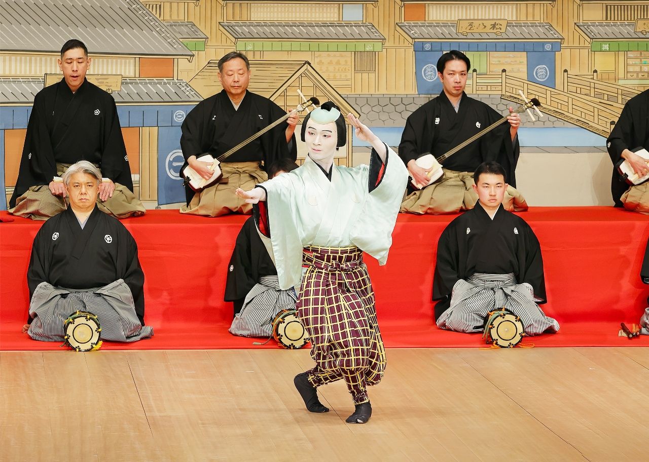 歌舞伎俳優研修発表会に臨む上野快仁さん(国立劇場養成所提供)