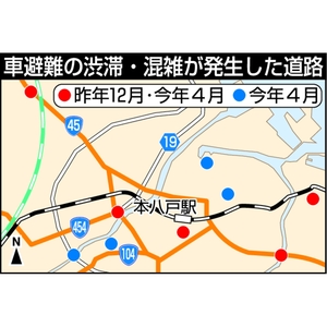 国道45号北バイパス付近など 八戸市が渋滞、混雑の道路報告/昨年12月、今年4月の津波警報時