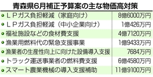 物価高対策に38億円計上/青森県補正予算案