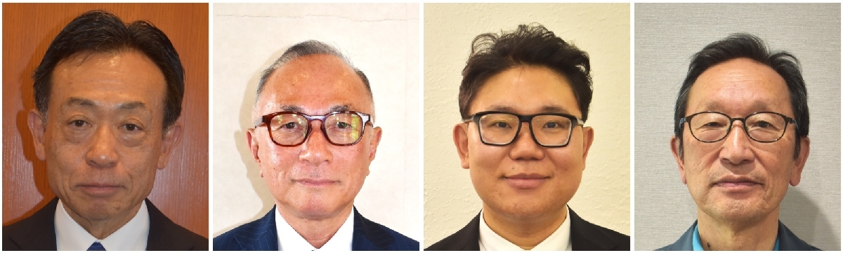 五所川原市長選に立候補した(左から)千葉広久氏、佐々木孝昌氏、其田寿一氏、今久男氏