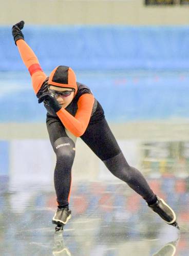 【女子500メートル】45秒30で29位だった毛利佐和子(根城)=長野市エムウェーブ
