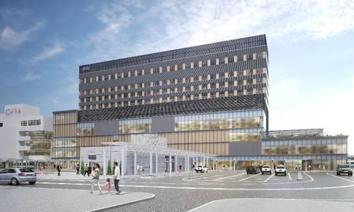 JR東日本が5月から本格工事に着手する青森駅東口の駅ビルのイメージ(同社提供)