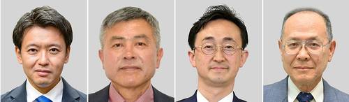(左から)宮下宗一郎候補、横垣成年候補、小野寺晃彦候補、楠田謙信候補