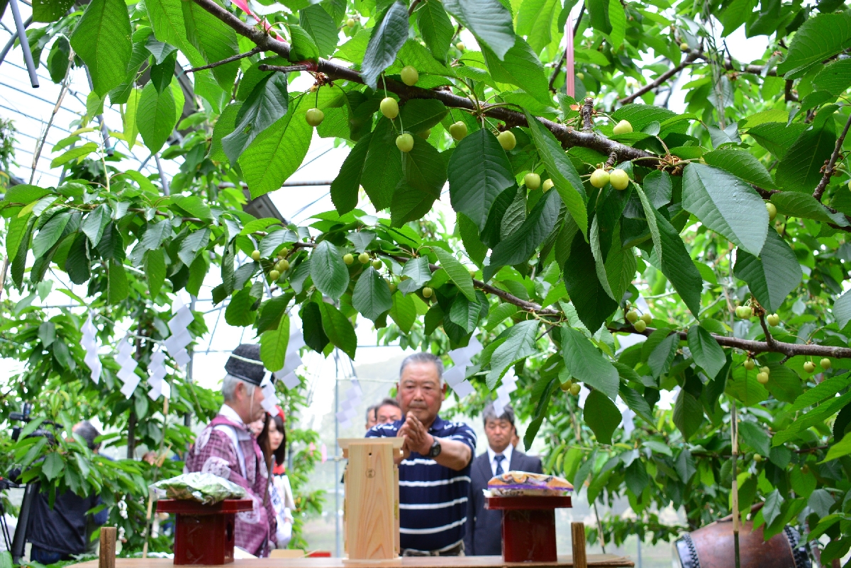 高品質生産への機運を高めた豊穣祈願祭=24日、南部町上名久井の蹴揚農園